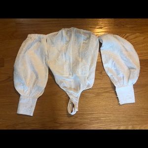 Pretty Little Thing White Woven Puff Bodysuit